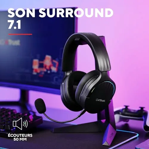 Trust GXT 491 Fayzo Casque Gaming Sans-Fil Bluetooth 7.1 Surround Noir - vue 4