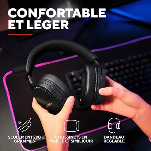 Trust GXT 491 Fayzo Casque Gaming Sans-Fil Bluetooth 7.1 Surround Noir - vue 6