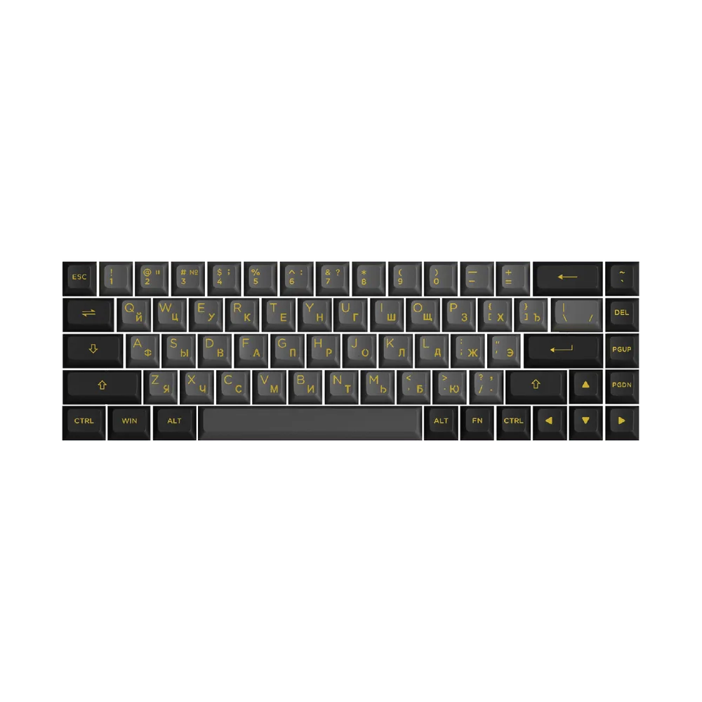 Akko Black & Gold Cyrillic Keycap Set 68-key ASA PBT