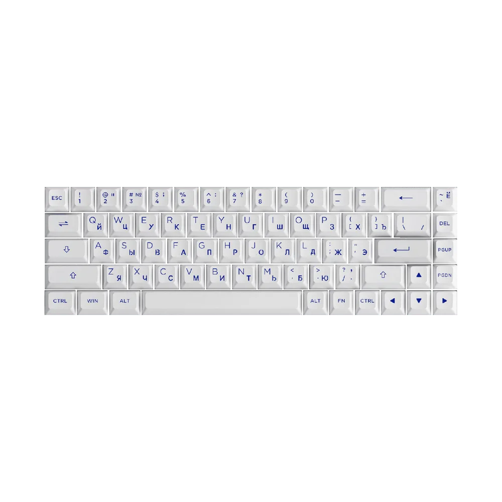 AKKO Blue on White Cyrillic Keycap Set 68-key ASA PBT