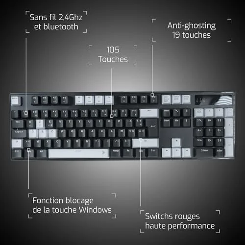 ONLAN CA-340-Yin Clavier Mécanique Sans Fil Noir - vue 2