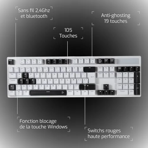 ONLAN CA-350 Yang W Clavier Mécanique Sans Fil Blanc AZERTY - vue 2