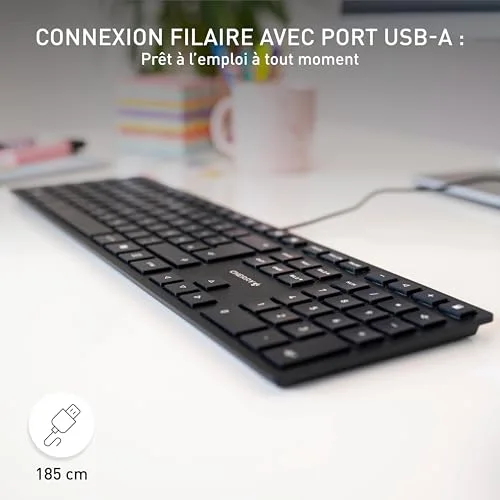 Cherry KC 6000 Slim Noir AZERTY Ciseaux - vue 3