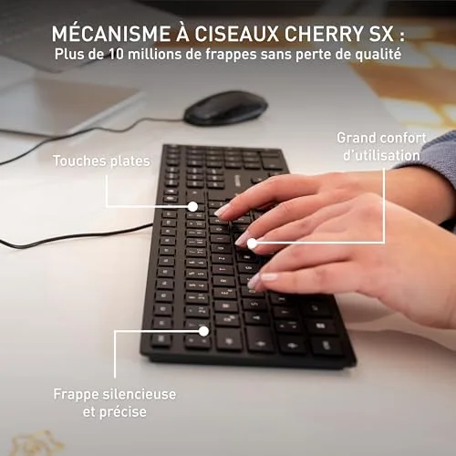 Cherry KC 6000 Slim Noir AZERTY Ciseaux - vue 4