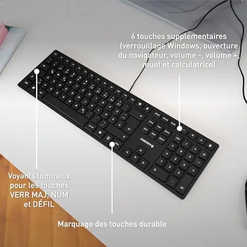 Cherry KC 6000 Slim Noir AZERTY Ciseaux - vue 6