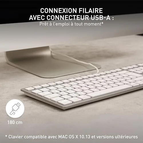 Cherry KC 6000 Slim for Mac USB AZERTY Argent - vue 3