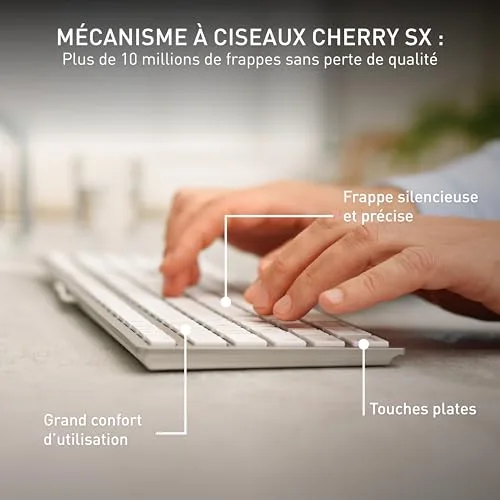 Cherry KC 6000 Slim for Mac USB AZERTY Argent - vue 5