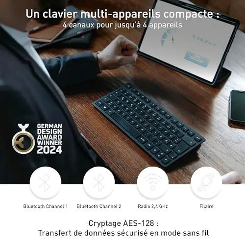 Cherry KW 9200 Mini clavier compact sans fil Bluetooth 5.0 et 2.4 GHz - vue 2