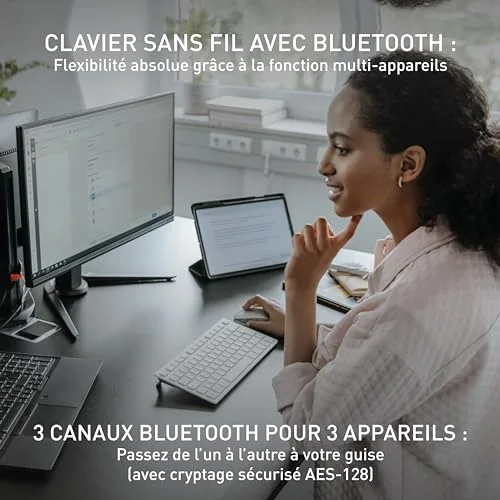 Cherry KW 7100 Mini BT Clavier Bluetooth AZERTY Rose - vue 2