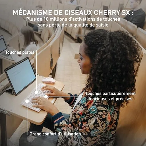 Cherry KW 7100 Mini BT Clavier Bluetooth AZERTY Rose - vue 3