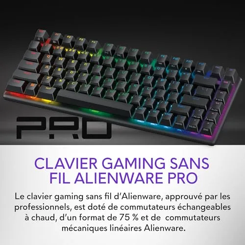 Alienware Pro Wireless Gaming Keyboard RGB Hot-swap - vue 6
