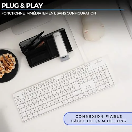 Bluestork Media Office KB-MEDIA-OFF/FR Clavier filaire AZERTY 15 touches multimédias - vue 5