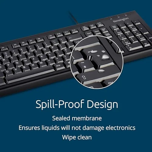 Clavier filaire allemand - Kensington - QWERTZ - Noir - Multi fonctionnel - Jeu - Affaires - Gaming - 3.2x17.5x45.79 cm - vue 5