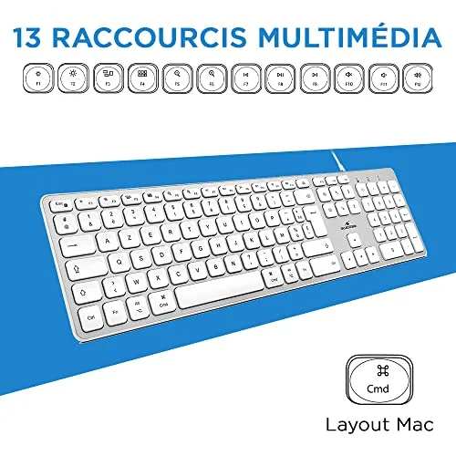 Bluestork KB-MAC-W/FR Clavier Filaire Blanc AZERTY - vue 5