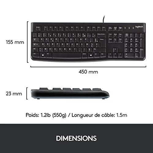 Logitech K120 Business AZERTY Membrane Filaire - vue 8