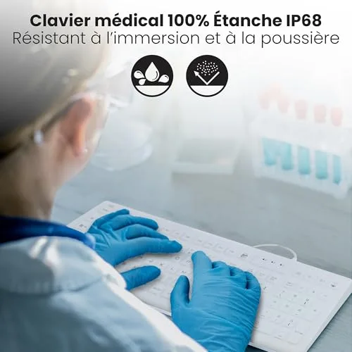 T'nB Clavier Filaire Médical IP68 AZERTY Rétroéclairé - vue 2