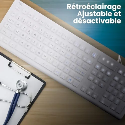 T'nB Clavier Filaire Médical IP68 AZERTY Rétroéclairé - vue 4