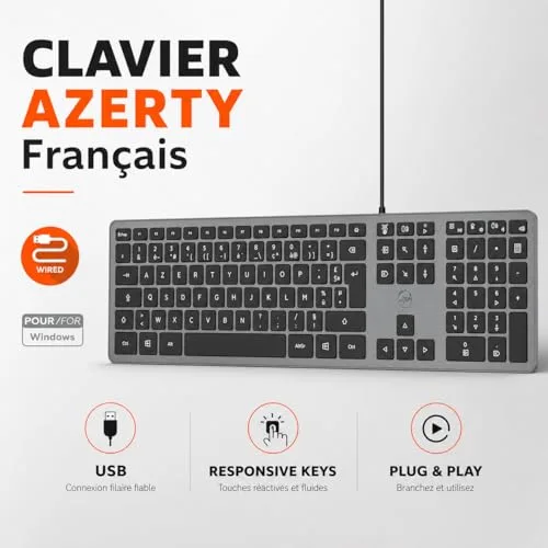 Mobility Lab Slim Space Grey AZERTY Filaire Métal - vue 3