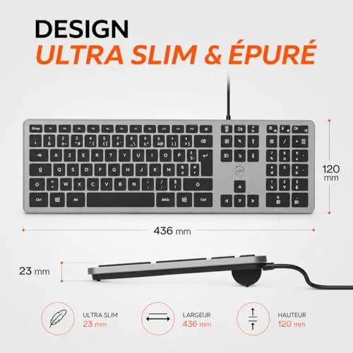 Mobility Lab Slim Space Grey AZERTY Filaire Métal - vue 4