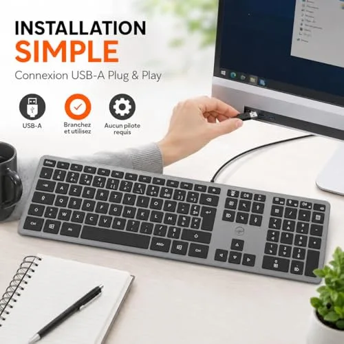 Mobility Lab Slim Space Grey AZERTY Filaire Métal - vue 9