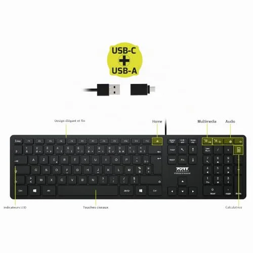 Port Designs PORT Connect Executive Office AZERTY USB-A/USB-C - vue 3