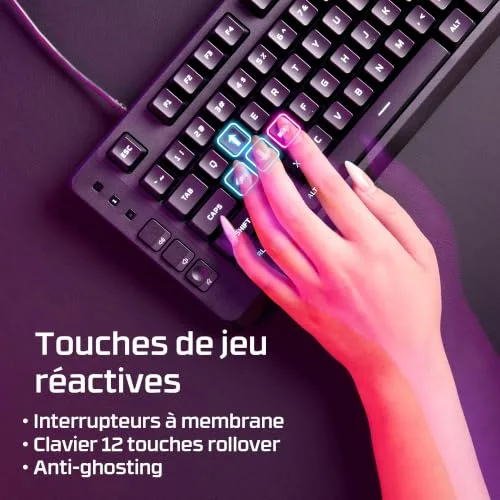 HyperX Eve 1800 Membrane AZERTY RGB 10 zones - vue 3