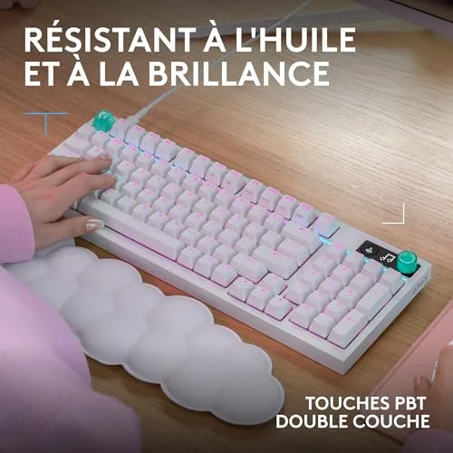 Logitech G316 X 98 Clavier Mécanique 98% AZERTY Blanc Hot-Swap RGB - vue 9