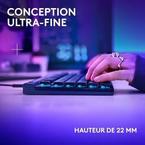 Clavier gamer - Filaire - Logitech G - G515 TKL - AZERTY - Mécanique - RGB - Noir - vue 4