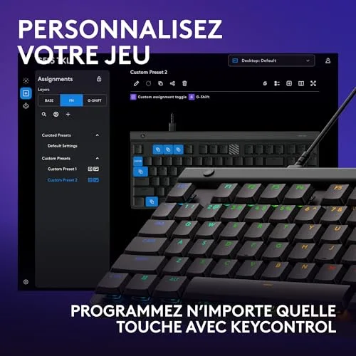 Clavier gamer - Filaire - Logitech G - G515 TKL - AZERTY - Mécanique - RGB - Noir - vue 5