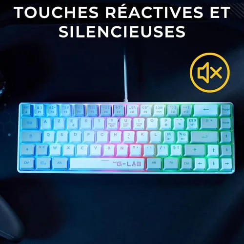 THE G-LAB Keyz Hydrogen Blanc/Gris 60% AZERTY Membrane RGB - vue 5