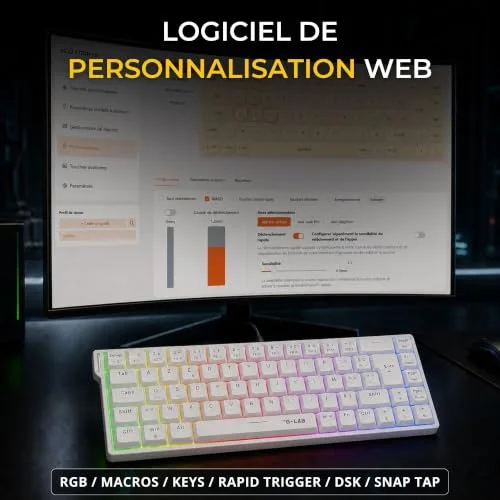 THE G-LAB Keyz Titanium HE Blanc AZERTY 65% RGB - vue 8