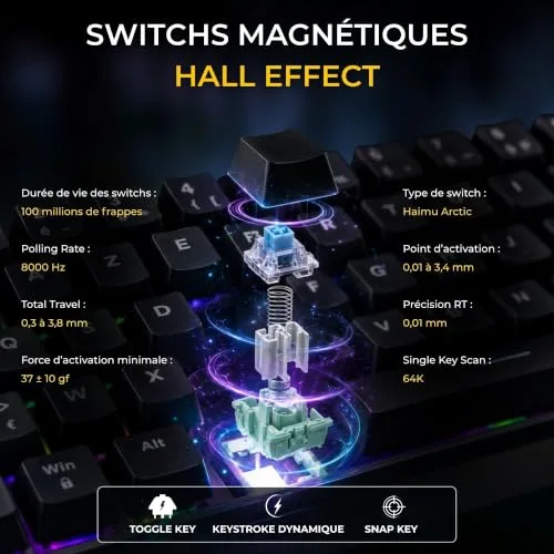 THE G-LAB Keyz Titanium Wireless 65% AZERTY RGB - vue 4