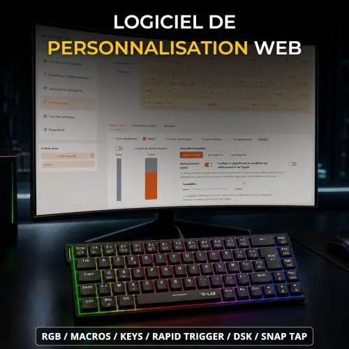 THE G-LAB Keyz Titanium Wireless 65% AZERTY RGB - vue 8