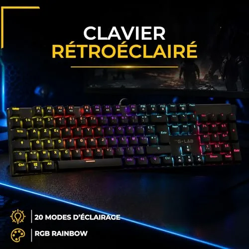 Clavier gamer mécanique - Switch rouge - THE G-LAB - KEYZ RADIUM - 100% - Filaire - Rainbow - vue 3
