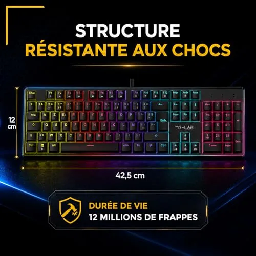 Clavier gamer mécanique - Switch rouge - THE G-LAB - KEYZ RADIUM - 100% - Filaire - Rainbow - vue 7
