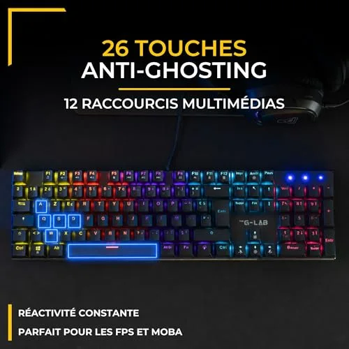Clavier gamer mécanique - Switch rouge - THE G-LAB - KEYZ RADIUM - 100% - Filaire - Rainbow - vue 8