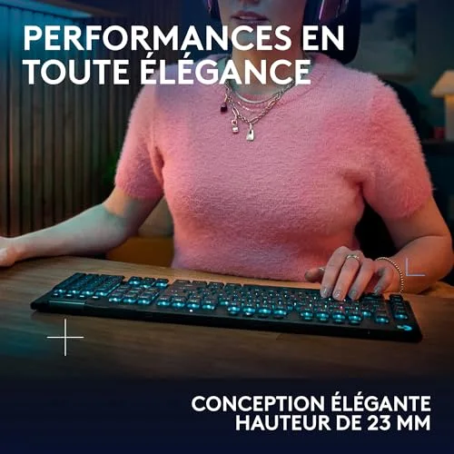 Logitech G915 Lightspeed GL Tactile AZERTY Noir - vue 9
