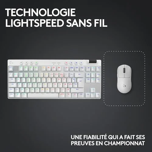 Logitech G Pro X TKL Lightspeed Blanc AZERTY GX Brown - vue 6
