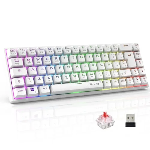 The G-Lab KEYZ TITAN Blanc 65% Triple Mode RGB Switch Outemu Red