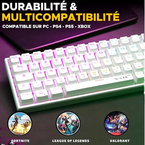 The G-Lab KEYZ TITAN Blanc 65% Triple Mode RGB Switch Outemu Red - vue 7