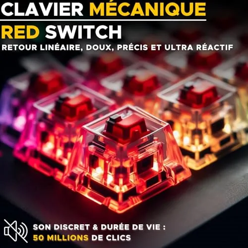 The G-Lab Keyz Thallium TKL 60% Outemu Red Hot Swappable RGB AZERTY - vue 3
