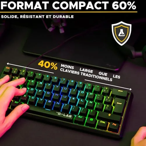 The G-Lab Keyz Thallium TKL 60% Outemu Red Hot Swappable RGB AZERTY - vue 4
