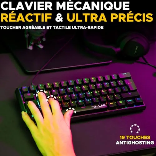 The G-Lab Keyz Thallium TKL 60% Outemu Red Hot Swappable RGB AZERTY - vue 5