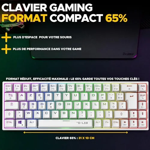 The G-Lab KEYZ TITAN Mécanique Switch Rouge RGB Blanc Filaire - vue 3