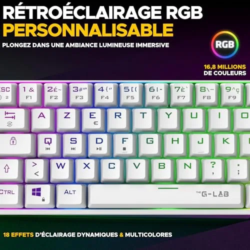 The G-Lab KEYZ TITAN Mécanique Switch Rouge RGB Blanc Filaire - vue 5