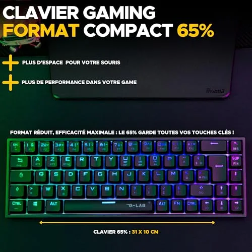 The G-Lab KEYZ TITAN Mécanique Switch Rouge Filaire RGB Noir - vue 2