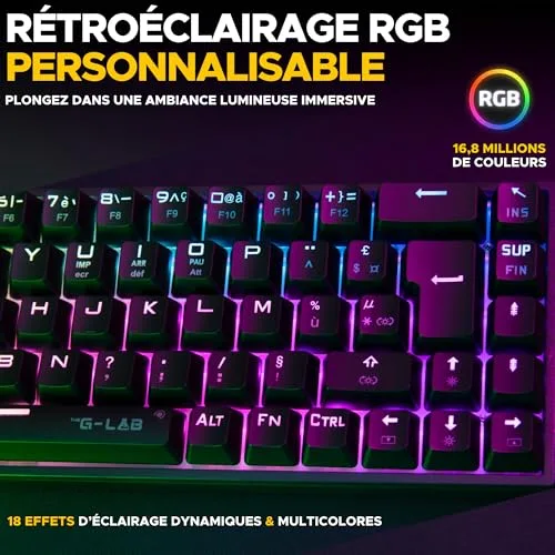 The G-Lab KEYZ TITAN Mécanique Switch Rouge Filaire RGB Noir - vue 4