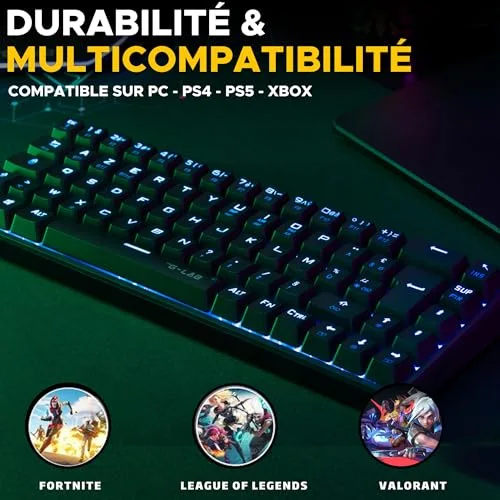 The G-Lab KEYZ TITAN Mécanique Switch Rouge Filaire RGB Noir - vue 6