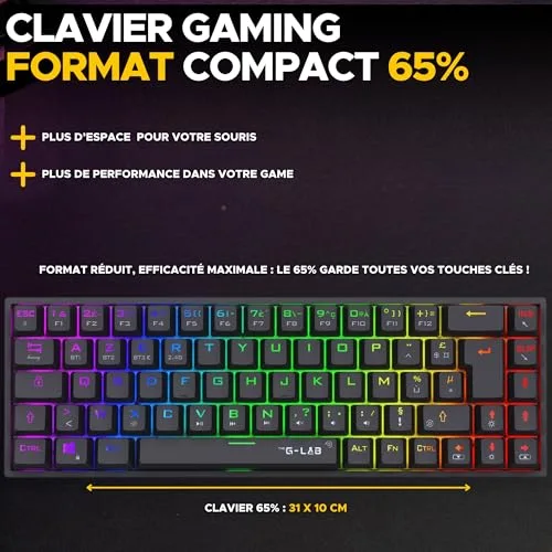 The G-Lab KEYZ TITAN 65% Mécanique RGB Sans Fil Triple Mode - vue 2