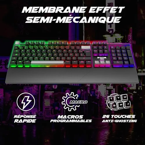 AKUMA Shonen K02 RGB Membrane AZERTY - vue 2